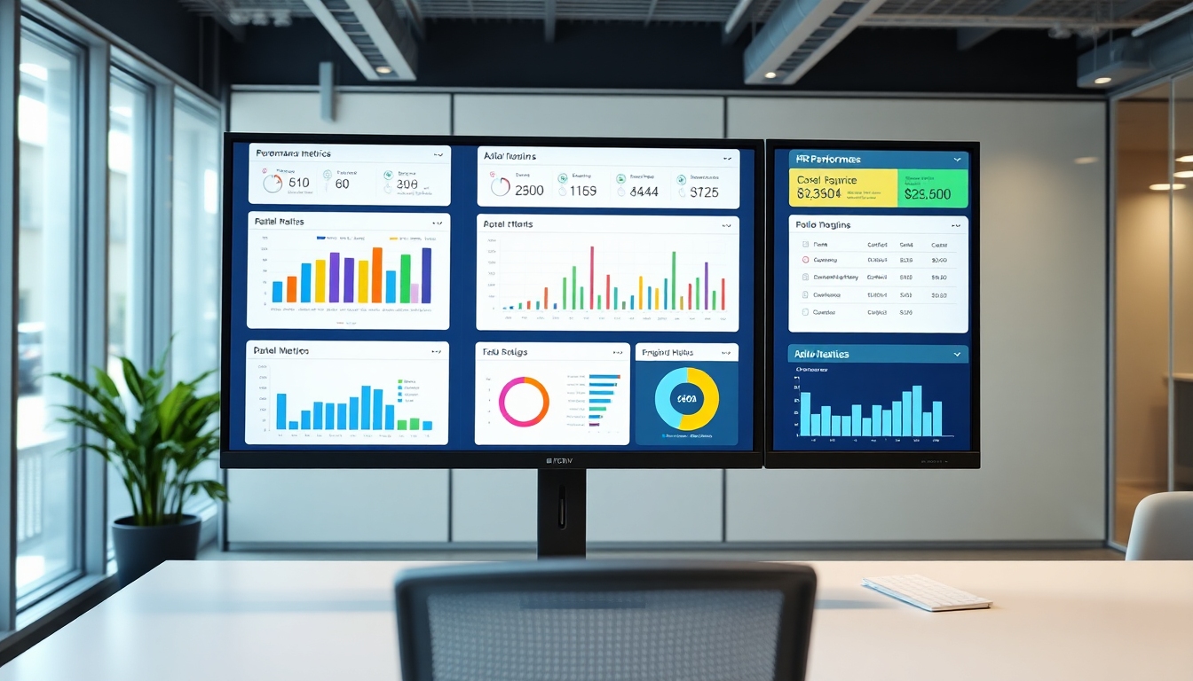 デジタル化された人事評価システムとパフォーマンス指標を示すホログラムディスプレイ