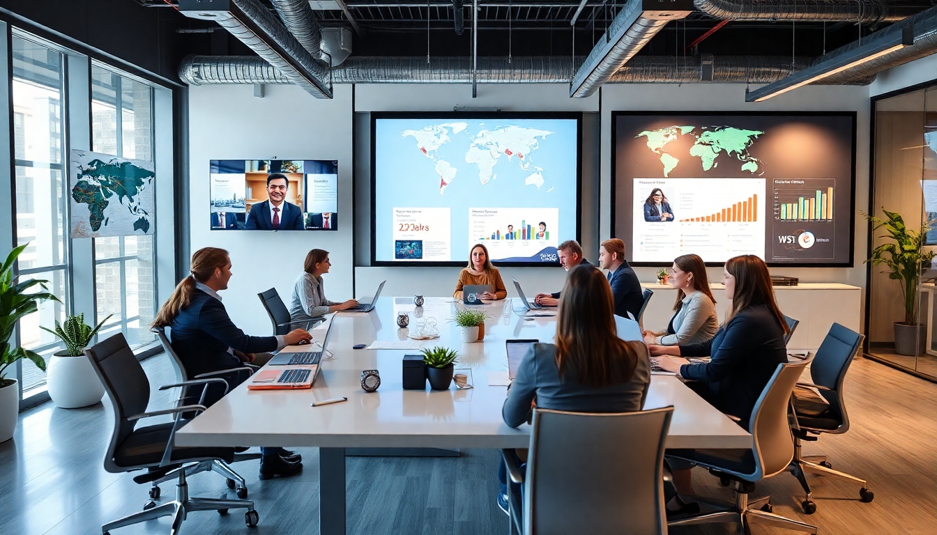 グローバル企業のリモートワーク成功事例を示すモダンなオフィス環境