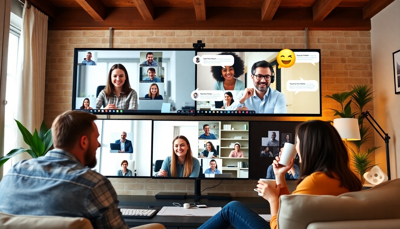 リモートワークでのコミュニケーションを示すモダンなオフィス環境