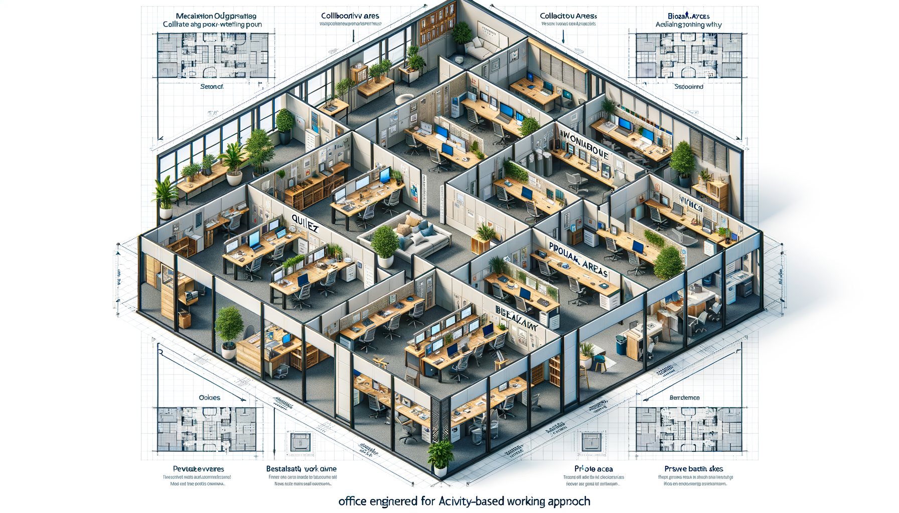 ABWに基づいたオフィスレイアウトの例