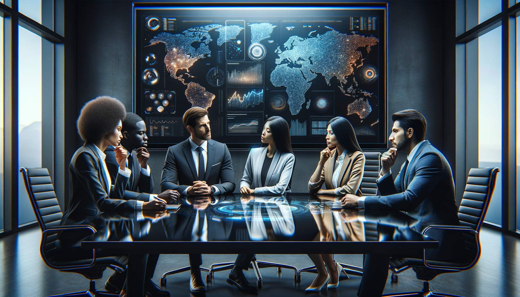 ハイブリッドワーク戦略を議論するビジネスチーム