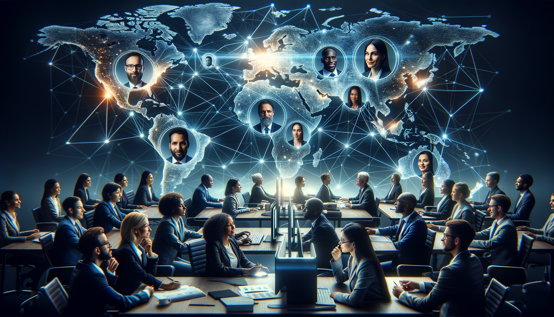 デジタルワークプレイスで共同作業するグローバルチーム